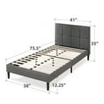Zinus Lottie 35" Upholstered Platform Bed Frame with Short Headboard