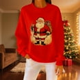 thumbnail image 2 of Atogsazn Womens Christmas Sweatshirt Retro Santa Claus Graphic Pullover Shirt Loose Fit Fall Tops Clothes 07-Red M Fashion, 2 of 6