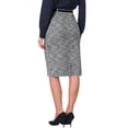 thumbnail image 3 of INSPIRE CHIC Tweed Pencil Skirt for Women High Waisted Midi Skirts Knee Length Button Decor Bodycon Office Work Skirts with Belt XS Black, 3 of 6