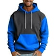 thumbnail image 2 of QHRMKOG Men's Pullover Hoodies Fashion Color Block Hooded Sweatshirts Relaxed Fit Long Sleeve Drawstring Hoodie Winter Warm Tops with Pockets Blue L, 2 of 5