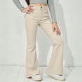 thumbnail image 6 of OOOUM Girls High Waist Flare Pants Stretch Fabric Slim Fit Bootcut Jeans Casual Daily Fashion Outdoor Relaxed Denim Bottoms Khaki 13-14 Years, 6 of 6