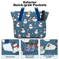 thumbnail image 2 of Tote Bag for Women - Blue Christmas Snowman Pattern Shoulder Bag - Large Utility Work Duffle Bag with Zipper Handbag for Travel, Work, Sprots, 2 of 5