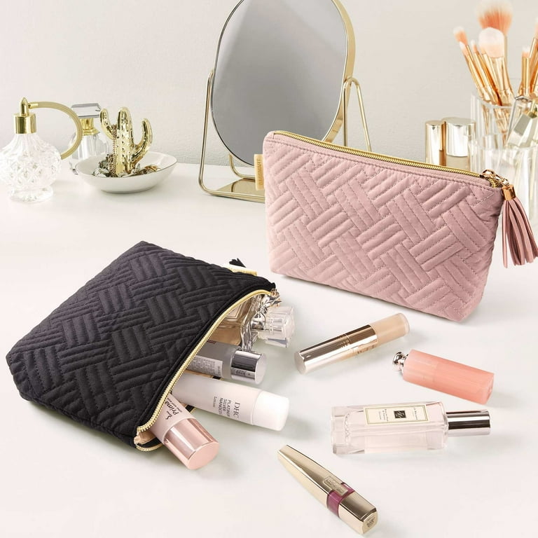 BAGSMART 2 Pcs Cosmetic Pouch Small Makeup Bag for Lipstick Travel Organizer Pink Black Walmart