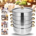 thumbnail image 3 of 2/3/4/5 Tiers Stainless Steel Steamer Pot Food Veg Cooker Pot Cooking Pan Steaming Pot Dim Sum Cookware Steamer Kit 28/30cm, 3 of 14