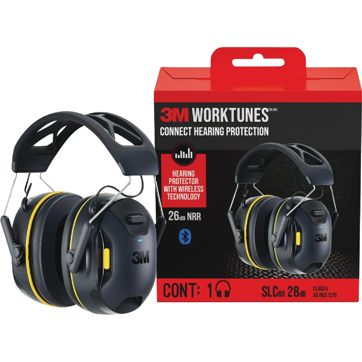 3M WorkTunes Connect Hearing Protector with Bluetooth Wireless Technology, 24 dB NRR, Hearing Protection Safety Earmuffs, Black