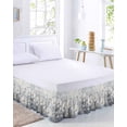 thumbnail image 2 of White Flowers Bed Skirt Queen Size, Retro Camellia Floral Spring Grey Modern Art Wrap Around Bed Skirting with Adjustable Elastic Strap, Dust Ruffle Pleated Bedskirts 18 Inch Drop for Bedroom Beds, 2 of 9