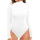 thumbnail image 2 of Xishao Body de manga larga para mujer, cuello alto falso, ribete de lechuga, camiseta con volantes, color blanco Xishao ropa, 2 of 2