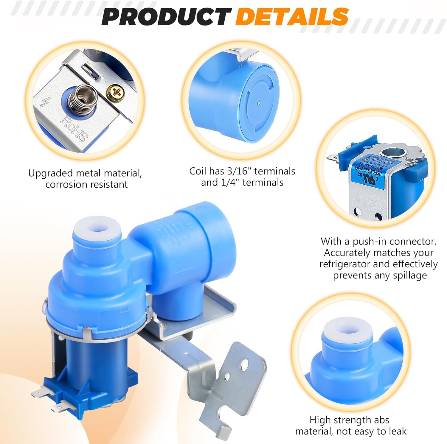 ABCISI MJX41178908 Refrigerator Water Inlet Valve by ABCISI-Fit for LG Kenmore Refrigerators - Replaces 5221JA2011J 1398828 AP4451762 PS3536019 EAP3536019 PD00005215 ice maker water inlet valve