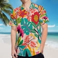 thumbnail image 5 of High Quality Hawaiian Shirts for Men Short Sleeve Aloha Beach Shirt Floral Summer Casual Button Down Shirts Blouses BDACF8, 5 of 7