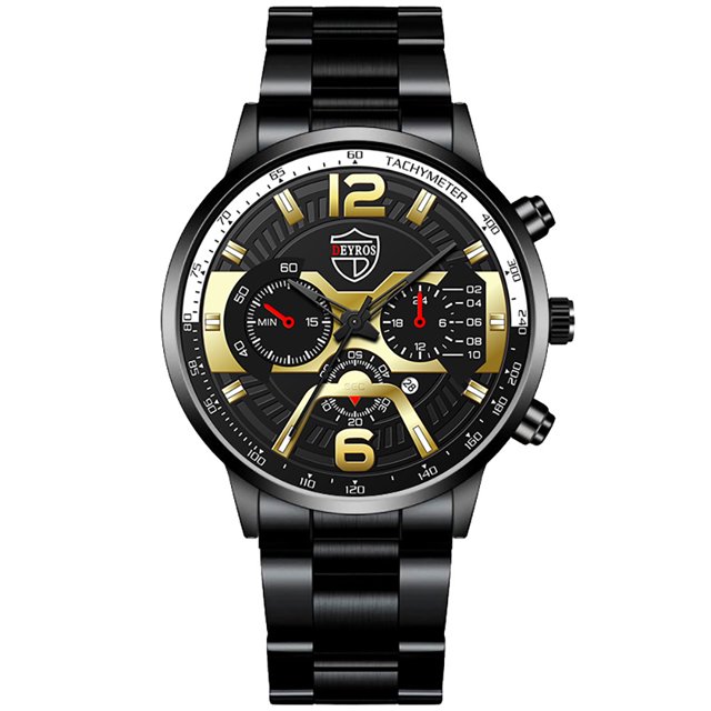 Reloj de calendario de moda para hombres popular Reloj de estudiante de estilo coreano para hombres Reloj de cuarzo de acero inoxidable para hombres