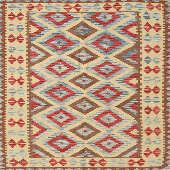 Ahgly Company Indoor Square Contemporary Brown Southwestern Area Rugs, 3' Square