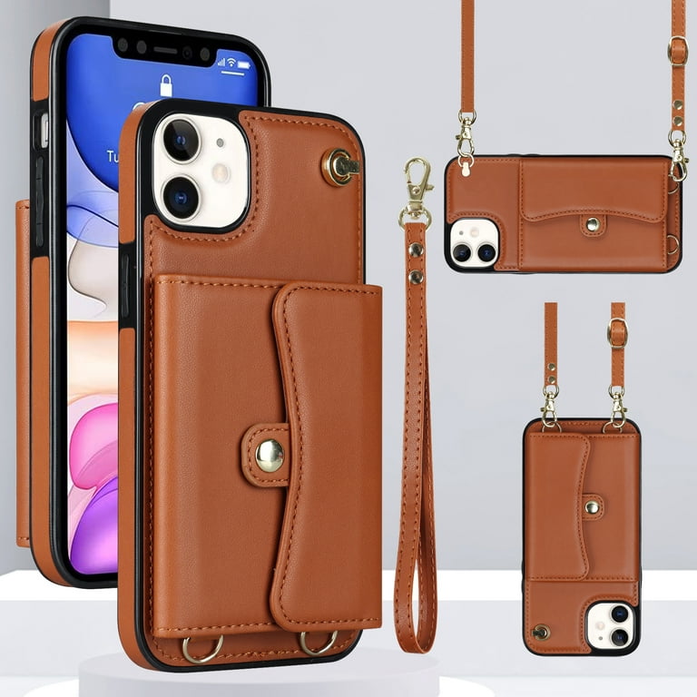 Mantto Crossbody Wallet Women Case for iPhone X XS RFID Blocking CRedit Card Holder Phone Case with Strap Leather Purse with Lanyard Magnetic Flip
