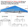 thumbnail image 2 of 10×10 Canopy Replacement Top Only, Waterproof Pop Up Canopy Tent Top Cover with Ropes,  Canopy Top Sunshade Sliver Coated for Outdoor Garden  Camping (Blue), 2 of 6