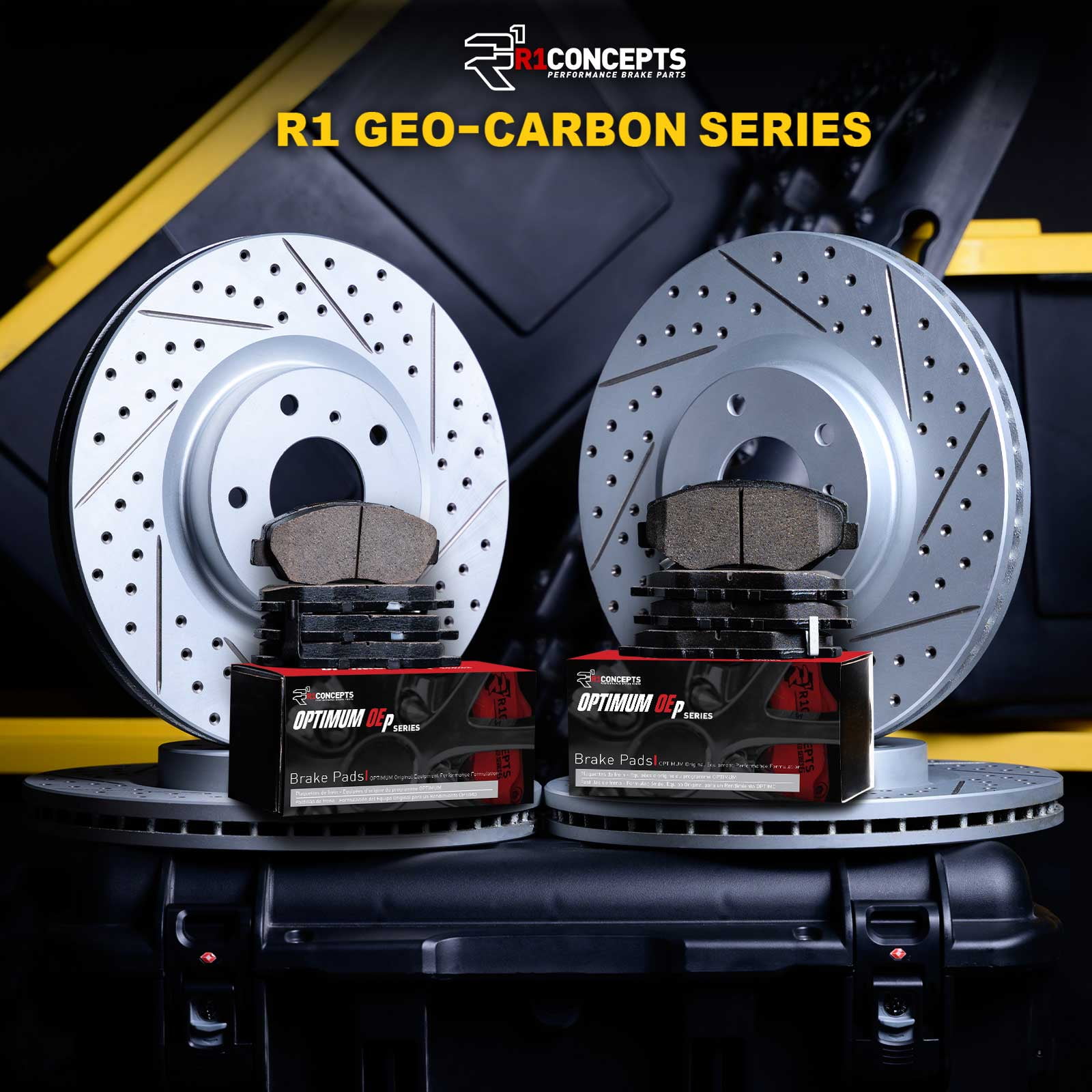 R1 Concepts Front Rear Brakes and Rotors Kit |Front Rear Brake Pads| Brake Rotors and Pads| Optimum OEp Brake Pads and Rotors WBUN2-73006