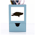 thumbnail image 1 of Tortuga negra retrato animal Tarjeta de clip de pluma del gestor de suministros de oficina, 1 of 3