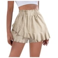 thumbnail image 3 of Shorts for Women 2026 Summer Elastic High Waist Ruffle Hem Flowy Boho Casual Beach Cover Up Shorts Skorts, 3 of 6