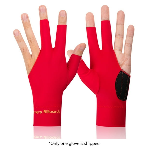 Guantes de billar Guantes de billar de 3 dedos Suministros de billar transpirables (rojo izquierdo)