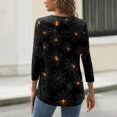 thumbnail image 3 of WTOBBY Women's Halloween Graphic Tee: Spiders Bats Pumpkins Printed Round Neck 3/4 Sleeve Casual T-Shirt Top for Fall Seasonal Wardrobe,Black L, 3 of 4