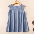 thumbnail image 4 of Lumtrix Cotton Linen Tank Tops For Women Casual Cute Gauze Button Down Crewneck Sleeveless Summer Shirts Loose Lightweight Vests 2026 Light Blue XL, 4 of 6