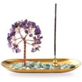 thumbnail image 1 of Soporte de incienso de árbol de dinero de cristal, quemador de incienso de gema natural con bandeja dorada UHUSE Porta incienso, 1 of 5