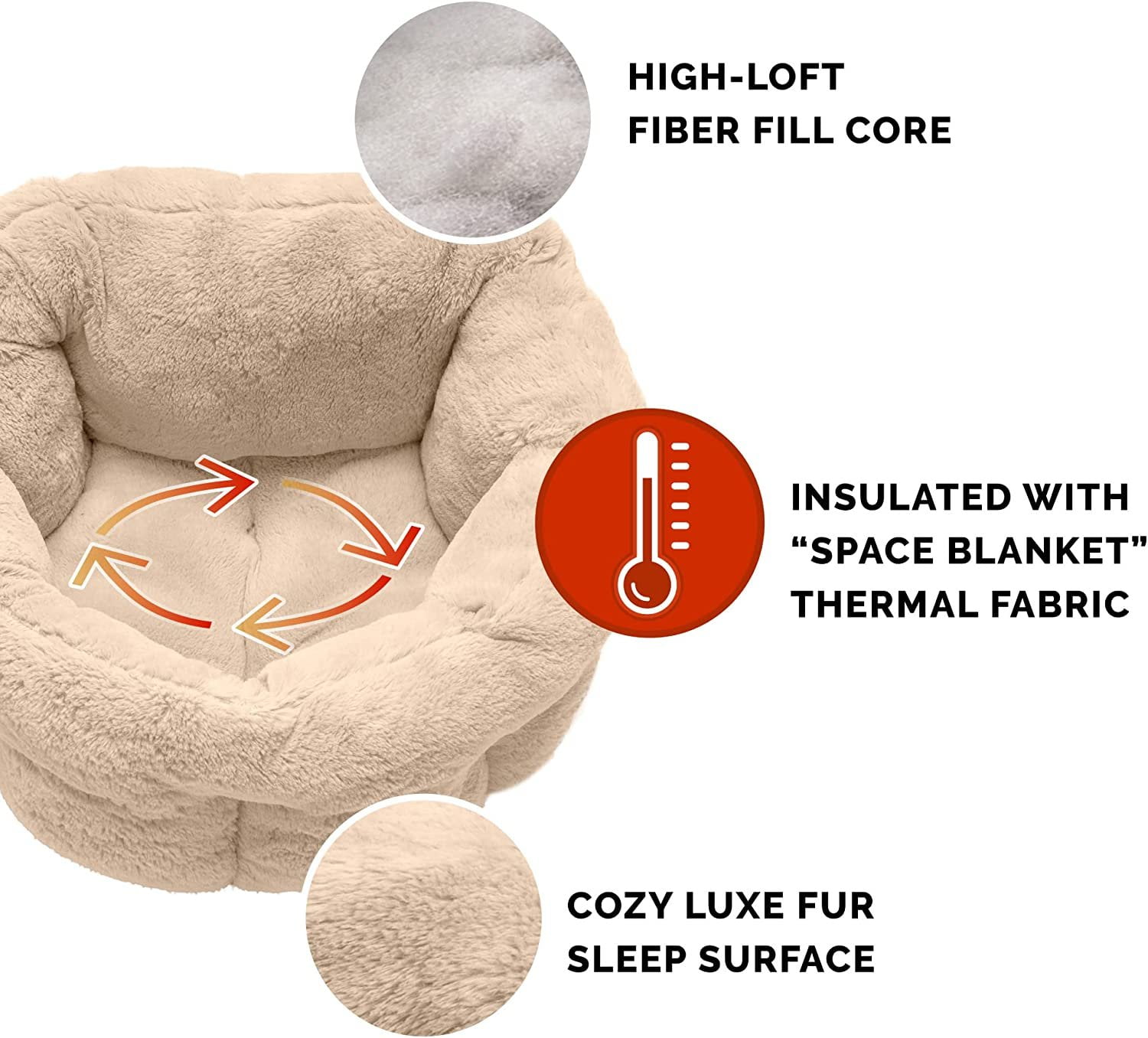 FurHaven Pet Products Luxury Faux Fur Warming Hi-Lo Cuddler Pet Bed - Cream, Small - 20"