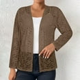 thumbnail image 2 of VSSSJ Women's Floral Lace Shrug Cardigan Long Sleeve Crochet Open Front Sheer Casual Dressy Elegant Cardigan Blouse Tops Khaki L, 2 of 5
