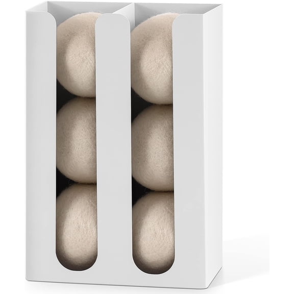 Magnetic Dryer Ball Holder for Laundry Room,Iron Dryer Ball Dispenser for Laundry Storage Container,Laundry Dryer Balls Organizer,Magnetic Dryer Ball Basket,Laundry Room Organizer,White(No Balls)