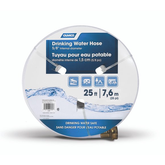Camco Fresh Water Hose 22783 TastePURE; Not Heated; 5/8 Inch Internal Diameter; 25 Foot Length; NSF Approved Material No Regrind Suitable For Drinking Water; BPA/Phthalate And Lead Free