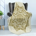 thumbnail image 4 of Star Mandala Soft Flannel Fleece Blanket, Classical Flower Motif Eastern Oriental Culture Composition in Earthy Colors, Cozy Plush for Indoor and Outdoor Use, 50" x 60", Beige Cream, by Ambesonne, 4 of 5