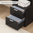 thumbnail image 5 of YANGLI 62.2" Farmhouse L-Shaped Desk with Drawers, Shelves & Power Outlet, Monitor Stand & Printer Shelf, Black, 5 of 6