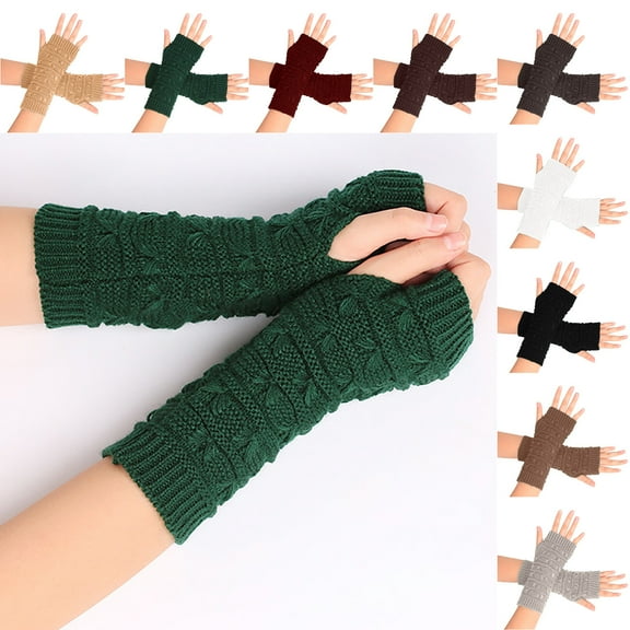 Utoimkio Knitted Arm Warmers Gloves Winter Long Fingerless Gloves Thumb Hole Gloves Mittens for Women and Men