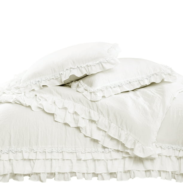 Lush Decor Ella Shabby Chic Ruffle Lace Polyester Comforter, Full/Queen