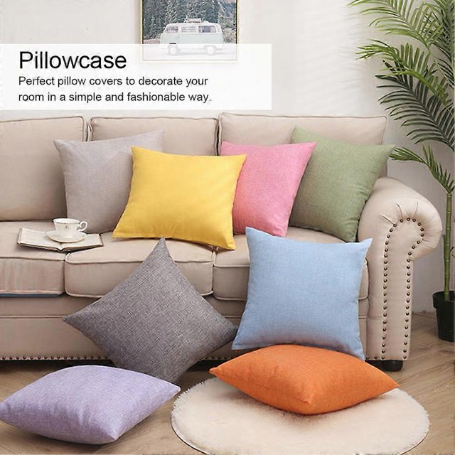 Funda de almohada de color puro, fundas de cojín cuadradas con cremallera oculta, fundas de cojín de lino y algodón natural de 40 x 40 cm (16 x 16 pulgadas), decoración del hogar Verde