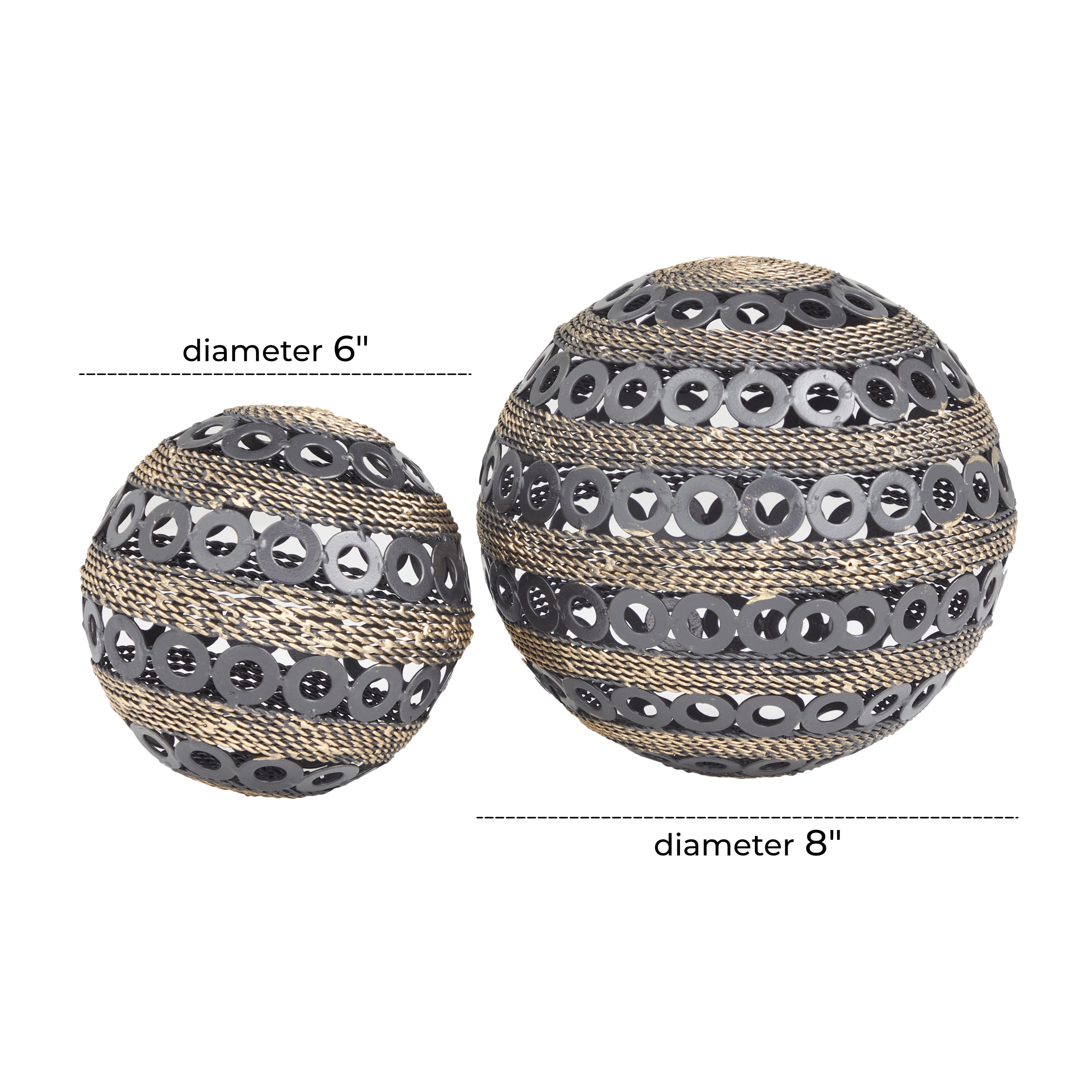 8", 6"W Gray Metal Geometric Sculpture, by DecMode (2 Count)