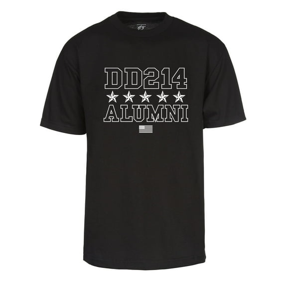 Mens US Armed Forces DD214 T-Shirt - Army Navy Marine Air Force Alumni Shirt, Black Small