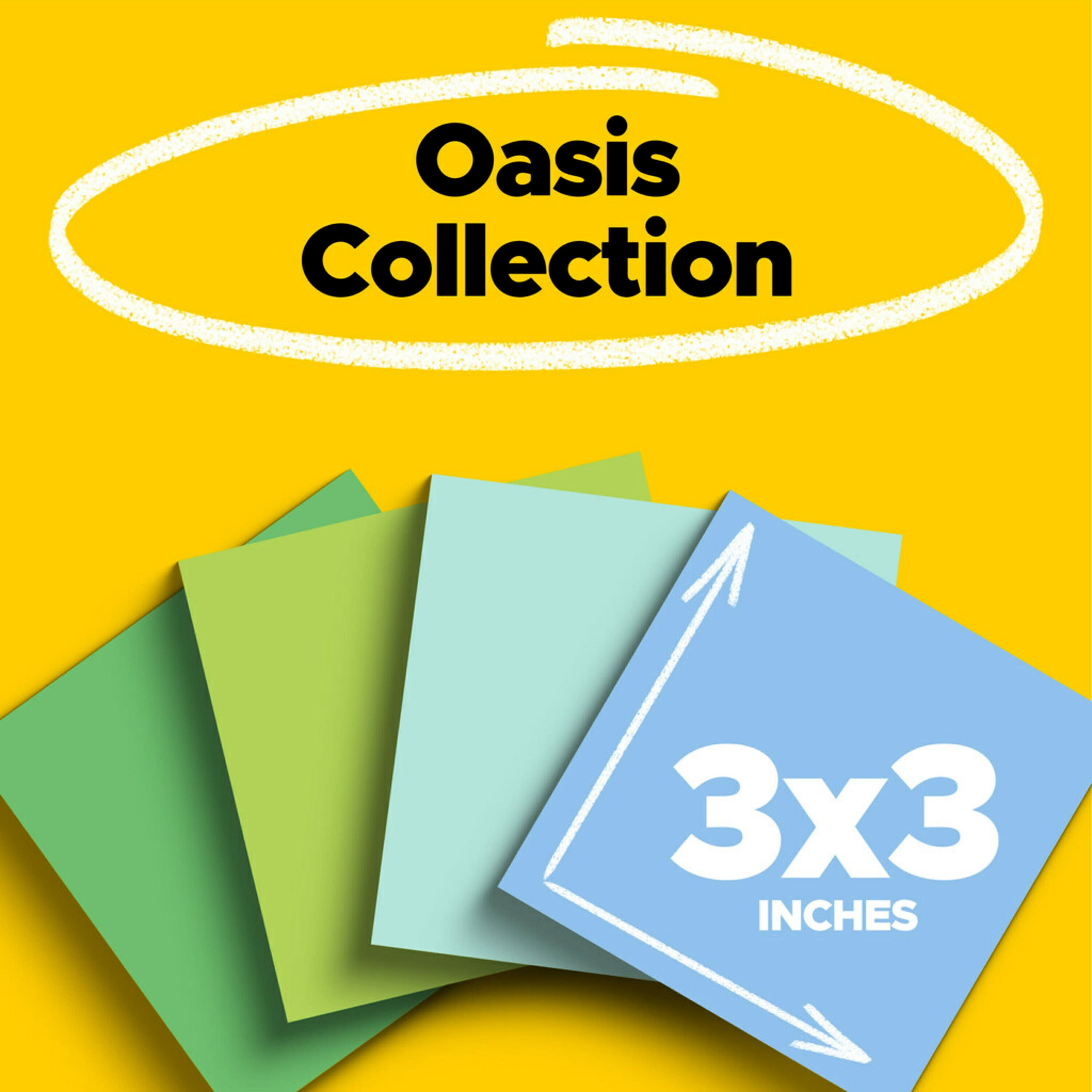 Post-it® Recycled Super Sticky Notes, 3 in. x 3 in., Oasis Collection, 24 Pads/Pack