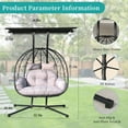 thumbnail image 6 of FKSLIFE Outdoor Indoor Double Hanging Wicker Egg Chair Swing With Stand Canopy Cushion for Patio Garden Bedroom Living Room Max 620lbs, 6 of 8