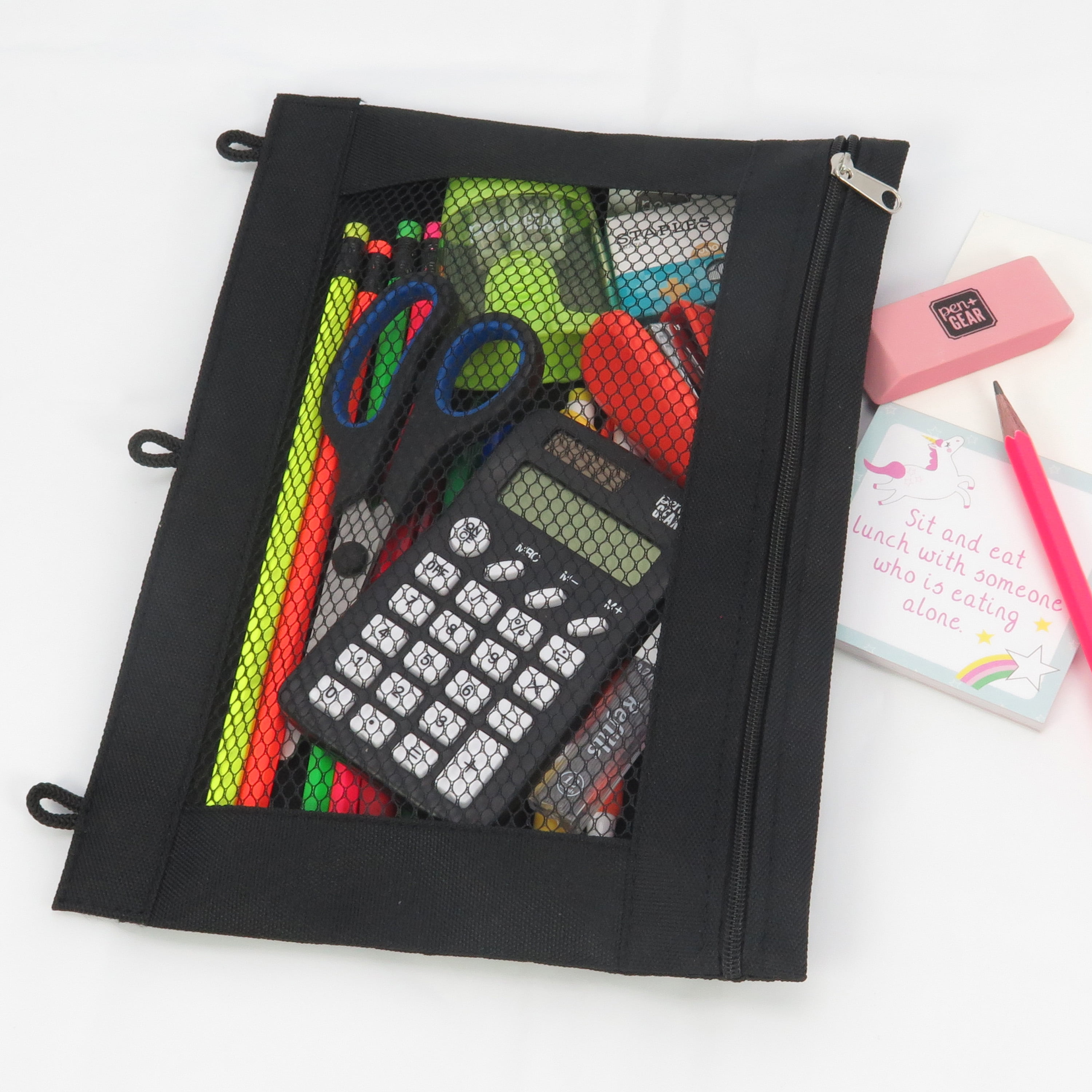 Pen+Gear Solid Binder Pouch with front mesh, 10.25" x 7.25", Black