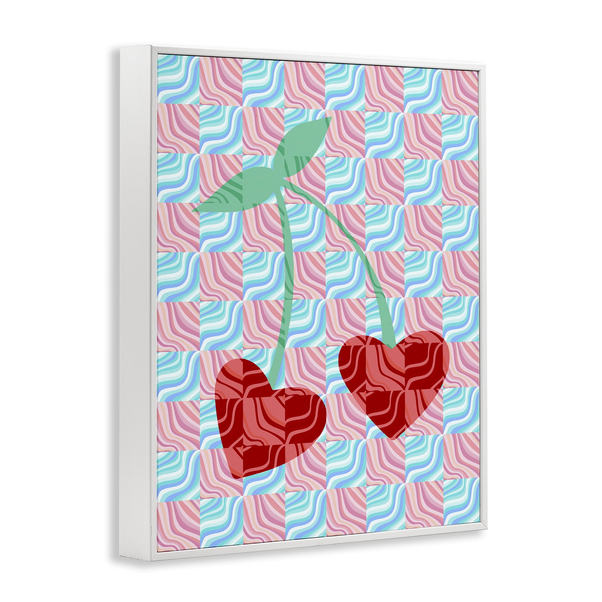 Stupell Industries Groovy Checkered Cherries Food & Beverage Painting White Framed Art Print Wall Art, 11 x 14