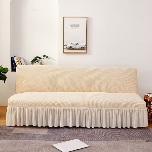 Nvzi Sofa Cover for sofas Stretch Couch Covers for Living Room Easy Fit Washable Furniture Sofa Protector with Skirt,1 Piece 62.99-74.8inch (Beige)