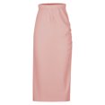thumbnail image 3 of Rvkxad Women's Skirts Sexy Ruched Bodycon Midi Skirt High Waist Elasticity Tight Casual Club Pencil Skirt Pink, 3 of 4