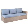 thumbnail image 5 of 6-Piece Outdoor All Weather PE Rattan Sofa Set Patio Wicker Sectional Furniture Set with Adjustable Seat, Storage Box, Removable Covers and Tempered Glass Top Table (Natural), 5 of 12