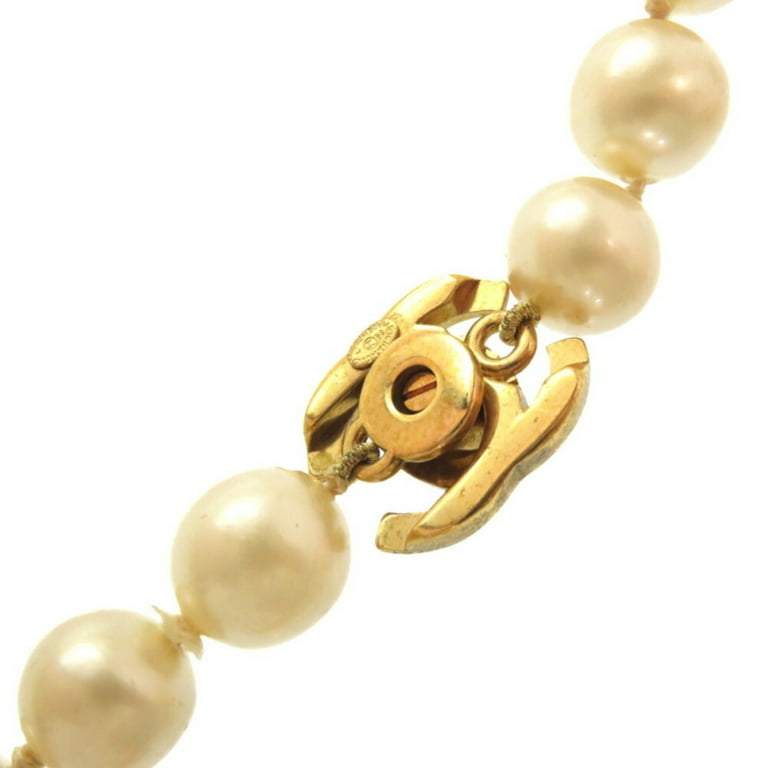 Pre-Owned Chanel Coco Mark Turnlock Pearl Necklace Fake Gold Hardware  Accessories Vintage (Good)