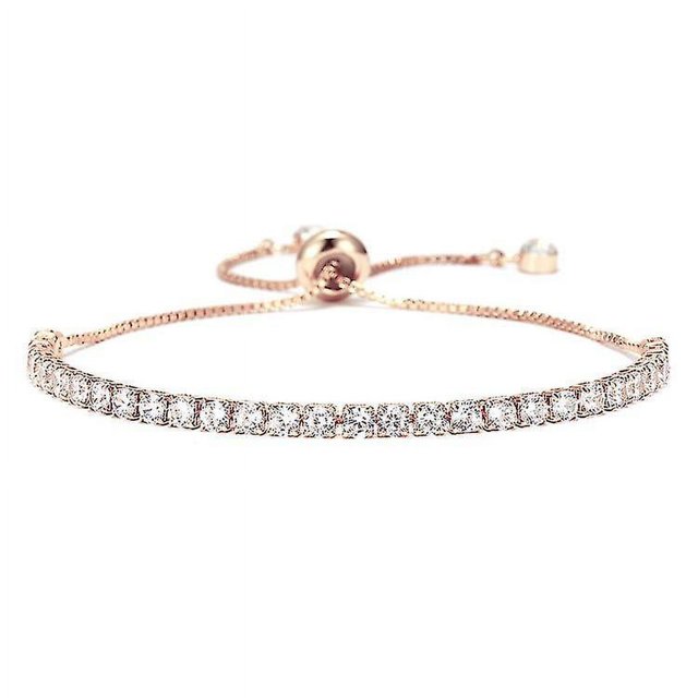 Pulsera para mujer, pulsera de cristal, pulsera deslizante, pulsera infinita ajustable para mujer, pulsera de cristal, regalo (1 pieza, oro rosa) oso de fresa Electrónica