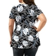 thumbnail image 3 of Enwejyy Womens Summer Short Sleeve V-Neck Floral Print Pleated Loose Fit Basic T-Shirts Plus Size, 3 of 5