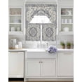 thumbnail image 3 of Beige Blue Boho Swag Curtains for Living Room/Bedroom Windows, Medieval Vintage Ethnic Floral Abstract Kitchen Curtains and Valances Set 36 Inch Length, Light Filtering Swags Valance Curtain Panels, 3 of 5
