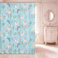 thumbnail image 2 of Manfei Cartoon Unicorn Hedgehog Shower Curtain 72Wx78L,Cute Flowers Animal Bath Curtain, 2 of 6