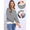 thumbnail image 2 of DARING DIVA Striped Sweater Crewneck Colorblock Knit Pullover Top L Black White, 2 of 6