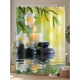 thumbnail image 4 of Fsddascl Zen Stones Shower Curtain Set - 36" x 78" Washable Bathtub Curtain with 12 Hooks, Nature Water Reflection Floral Farmhouse Waterproof Fabric Stall Shower Curtains for Bathroom/Bathtub, 4 of 6