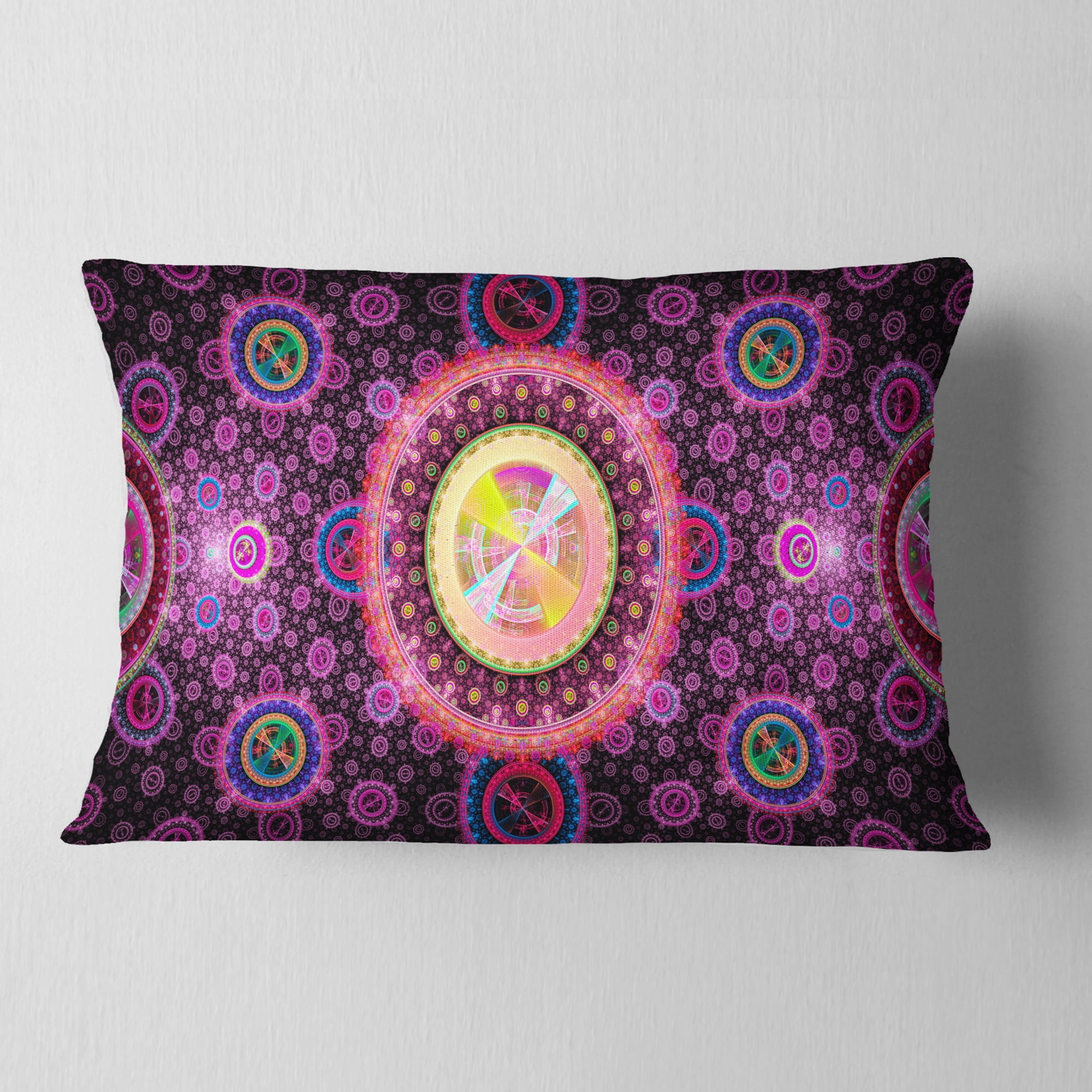 Designart Bright Pink Psychedelic Relaxing Art - Abstract Throw Pillow - 12x20